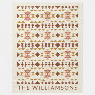 Couverture Polaire Farmhouse moderne Teracotta rustique Nom géométriq