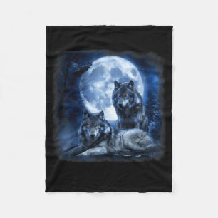 Couverture Polaire Faune Loup Hurlement Lune Forêt Nature Sauvage