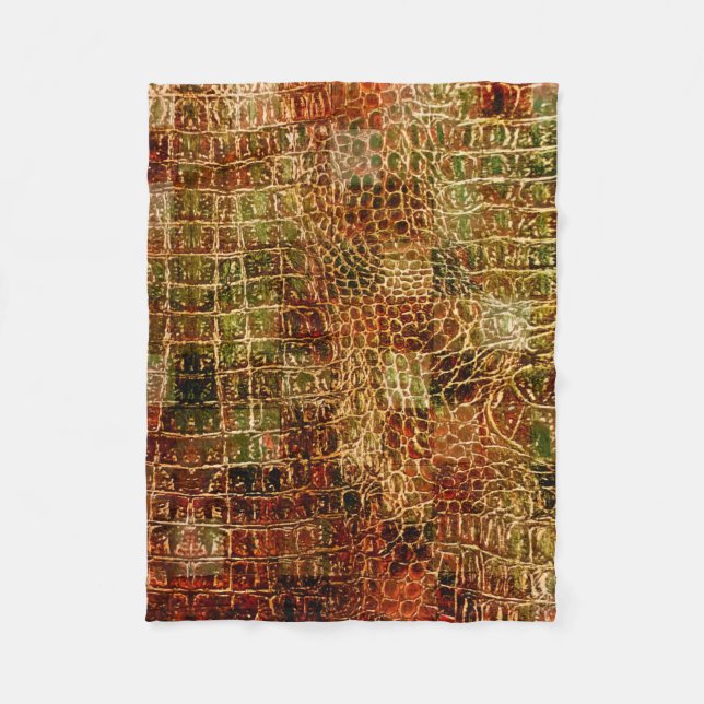 Couverture Polaire Faux Alligator Peau animale Cuir rouge Brown (Devant)