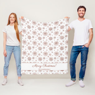 Couverture Polaire Faux Rose Gold Color Look Snowflakes & Text