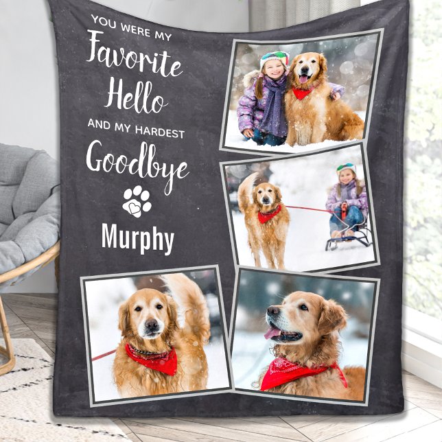 Couverture Polaire Favori Hello Hardest Goodbye Pet Dog Memorial (Créateur téléchargé)