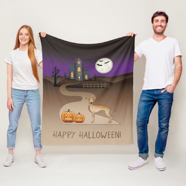 Couverture Polaire Fawn Iggy Cute Dog Et Halloween Maison Hantée (En situation)