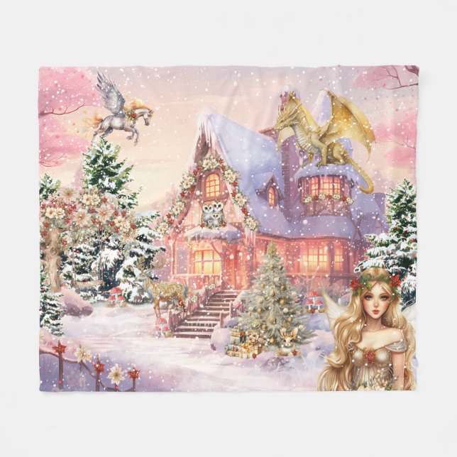 Couverture Polaire Fée de Noël magique et capricieuse (Devant (Horizontal))