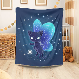 Couverture Polaire Fée Pixie Chat Étoile de Nuit