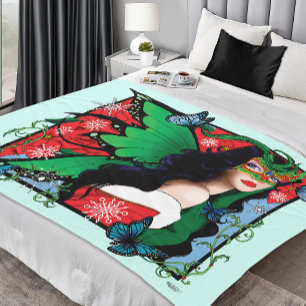 Couverture Polaire Fée Solstice Rouge Vert Noël