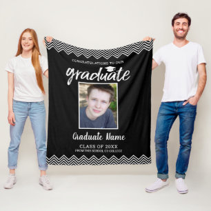 Couverture Polaire Félicitations Graduate Photo Class of 2020 Black