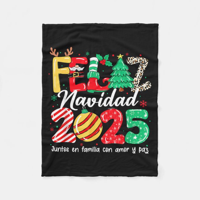 Couverture Polaire Feliz Navidad 2025 Spanish Christmas Mexican Famil (Devant)