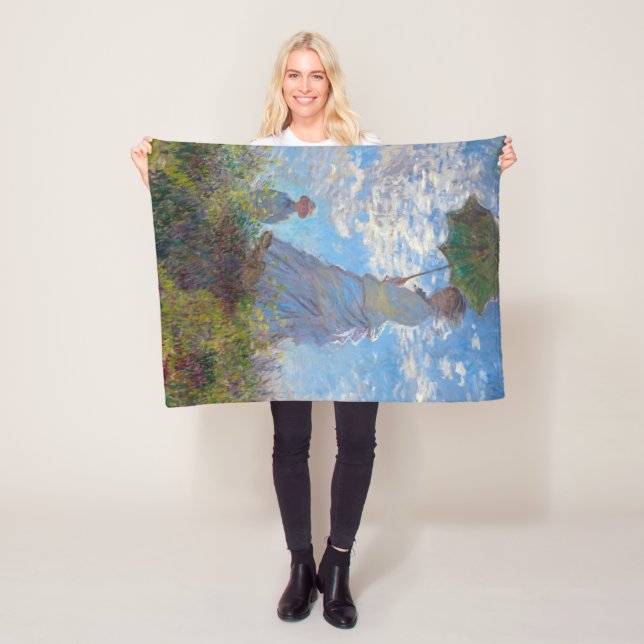 Couverture Polaire Femme avec Parasol, Monet (En situation)