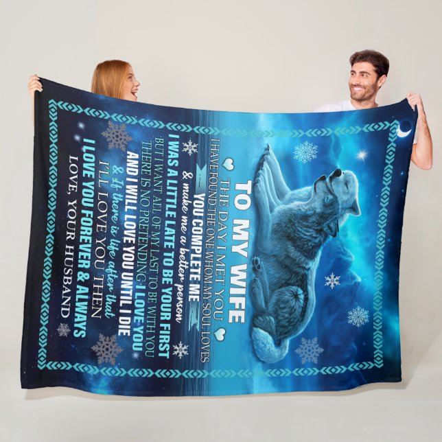 Couverture Polaire Femme Blanket Wolf, Personnalisé à ma Femme Fleece (En situation)
