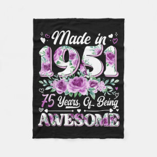 Couverture Polaire femme de 75 ans fabriquée en 1951 florale 75e anni