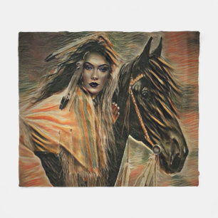 Couverture Polaire Femme de Natif américain à cheval