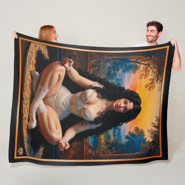 Couverture Polaire Femme élégante en harmonie méditative par Xzendor7 (En situation)