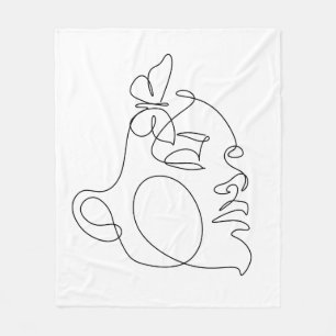 Couverture Polaire Femme Face Line Art