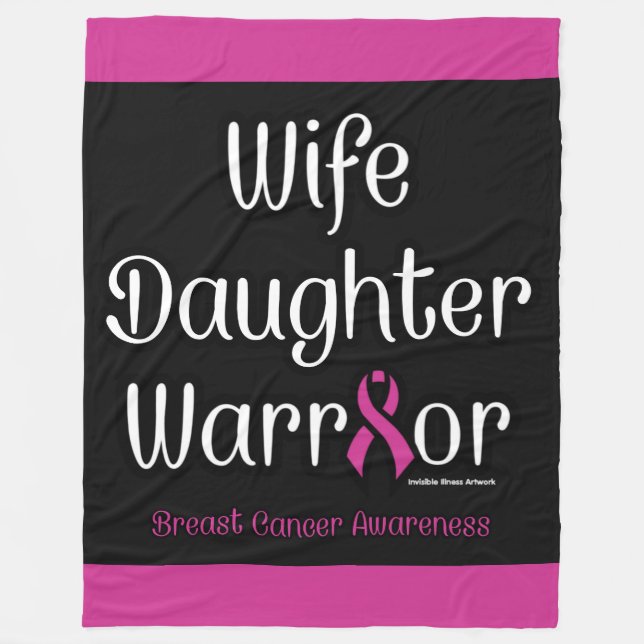 Couverture Polaire Femme Fille Guerrière...Cancer du sein (Devant)