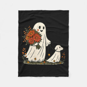 Couverture Polaire Femmes fantôme promenant un chien drôle et effraya