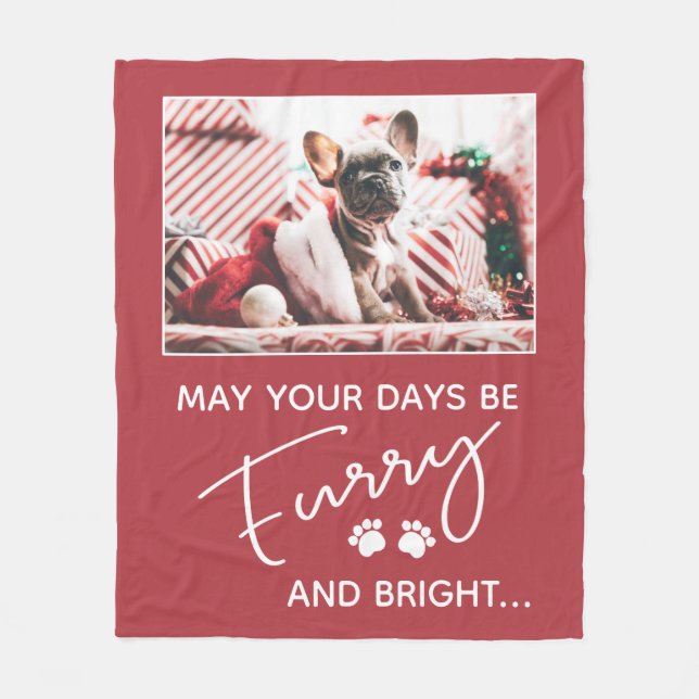 Couverture Polaire Fer Noël rouge avec photo et pattes blanches (Devant)