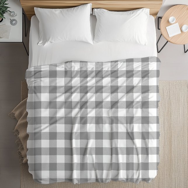 Couverture Polaire Ferme Gris Buffalo Check Plaid Rustique (Créateur téléchargé)