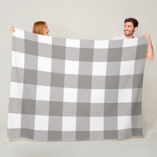 Couverture Polaire Ferme Rustic Grey & White Buffalo Plaid Carré