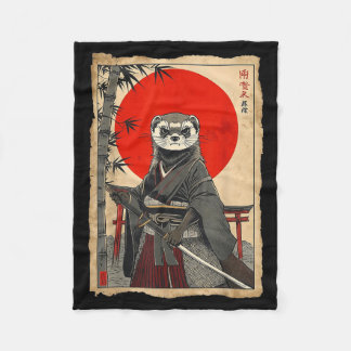 Couverture Polaire Ferret Samurai Japanese Vintage Warrior Art Anime 