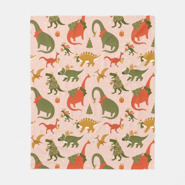 Couverture Polaire Festif Dinosaur sapin de Noël Motif de vacances (Devant)