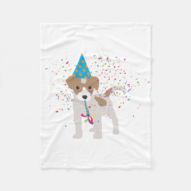 Couverture Polaire Fête de chien - Animaux Chiot ayant une fête (Devant)