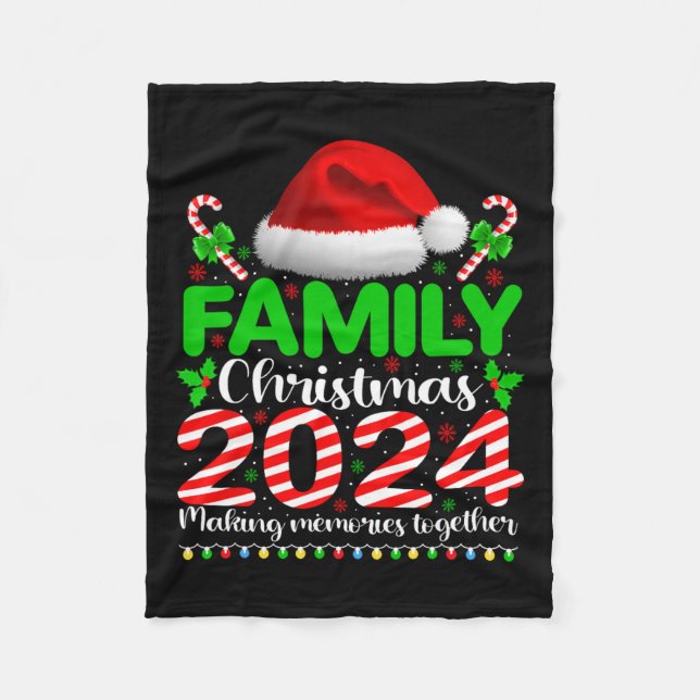 Couverture Polaire Fête de famille Noël 2024 Drôle Noël Pjs Hommes Fe (Devant)