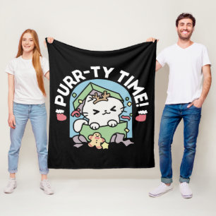 Couverture Polaire Fête de Noël avec Purr-ty Time Cat
