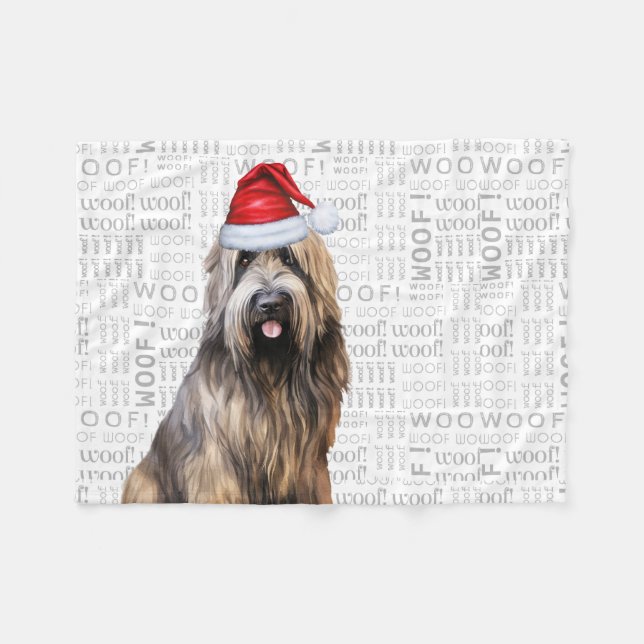 Couverture Polaire Fête de Noël du chien de berger de Briard mignon (Devant (Horizontal))