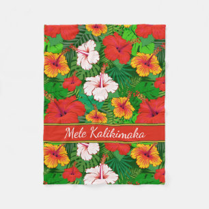 Couverture Polaire Fêtes florales hawaïennes colorées de Mele Kali