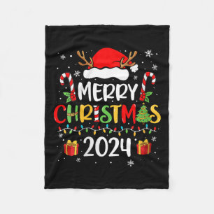 Couverture Polaire Fêtes Joyeuses Noël 2024 Santa Hat Matching Fam