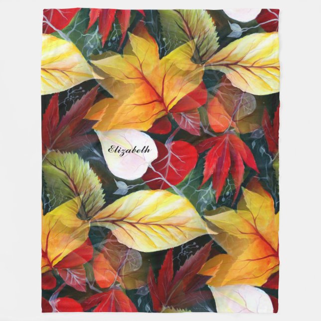 Couverture Polaire Feuillage d'automne éphémère dans l'aquarelle Vivi (Devant)