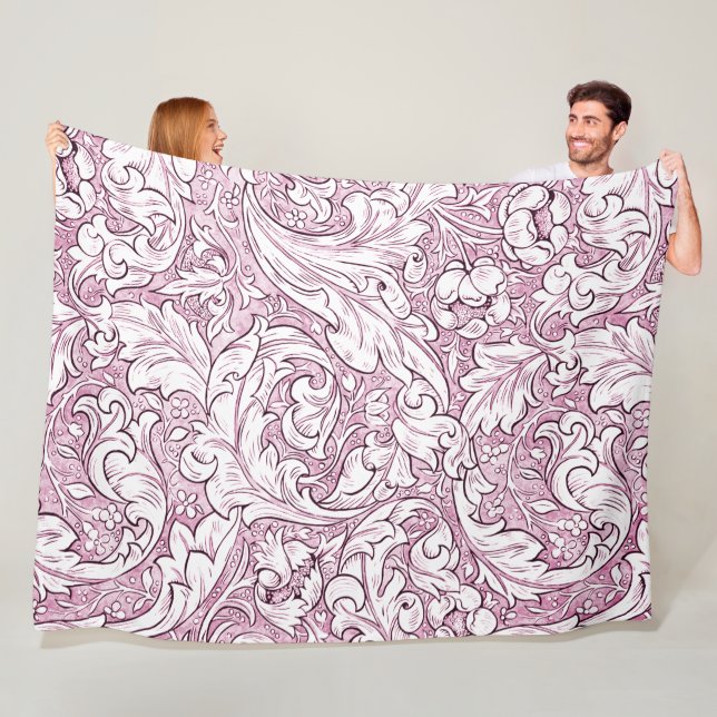 Couverture Polaire Feuillage orné rose rose (En situation)