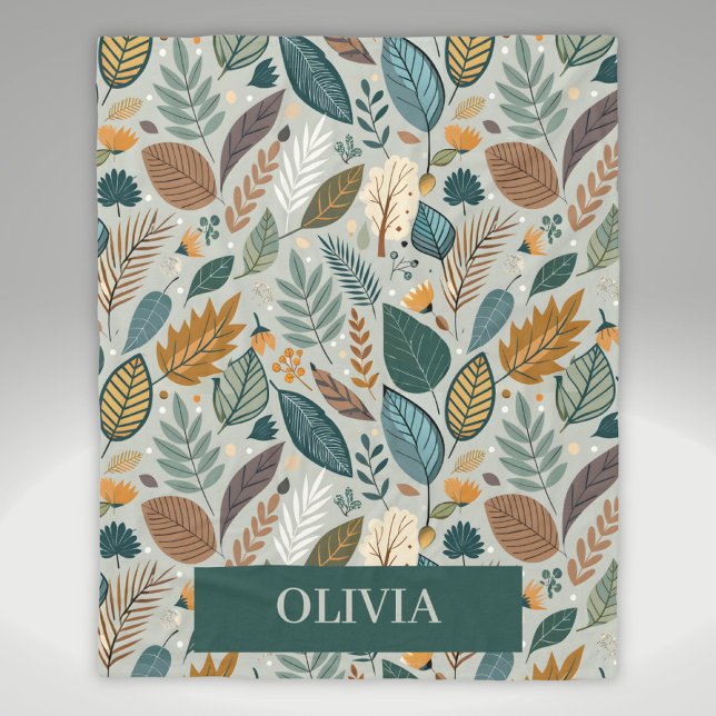 Couverture Polaire Feuille botanique moderne élégant Motif (Créateur téléchargé)