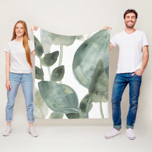 Couverture Polaire Feuille de l'eau - aquarelle
