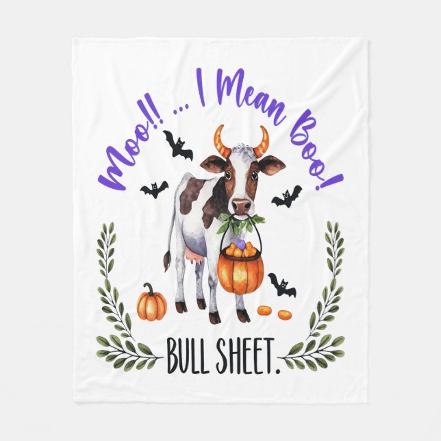 Couverture Polaire Feuille de taureau de vache d'Halloween (Devant)