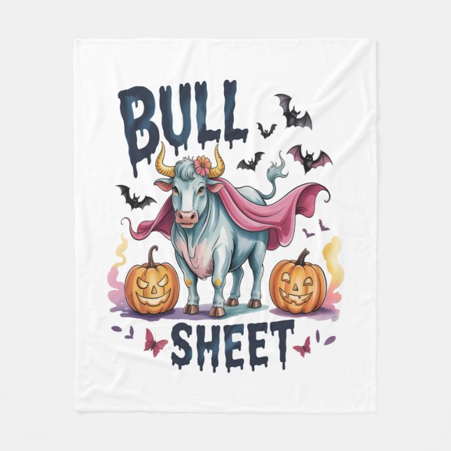 Couverture Polaire Feuille de taureau d'Halloween, Vache fantôme amus (Devant)