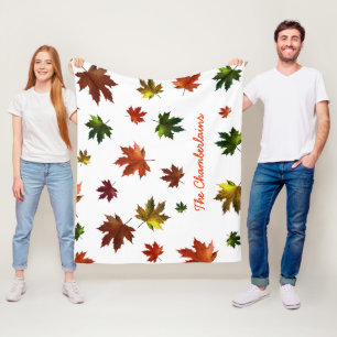 Couverture Polaire Feuille d'érable canadienne rustique avec votre n