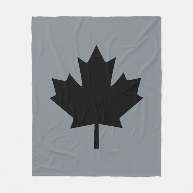 Couverture Polaire Feuille d'érable noire canadienne audacieuse (Devant)