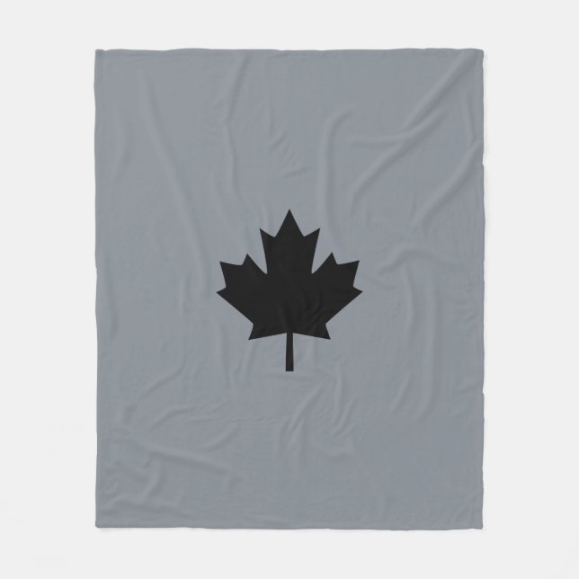 Couverture Polaire Feuille d'érable noire canadienne en gras (Devant)