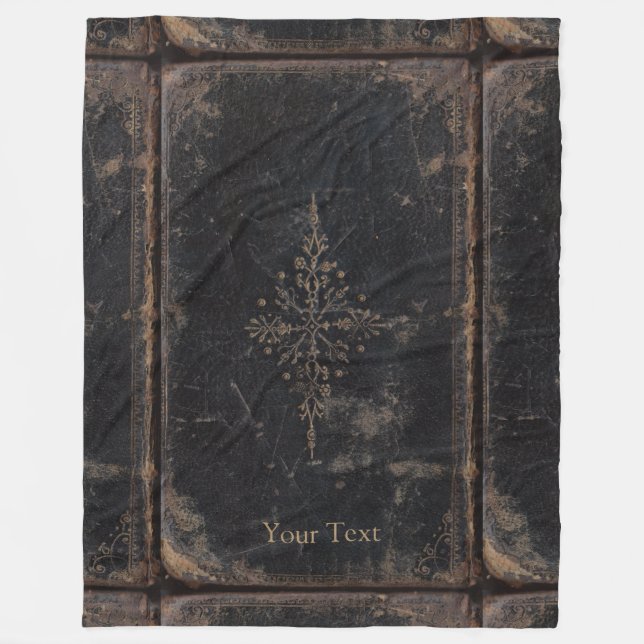 Couverture Polaire Feuille d'or en cuir antique de livre (Devant)