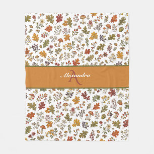 Couverture Polaire Feuille florale de champignon de bois automnal Nom