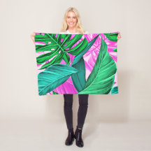 Feuille rose et vert tropical lumineux