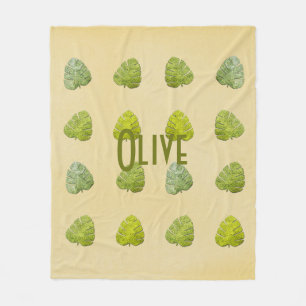 Couverture Polaire Feuille tropicale verte biologique