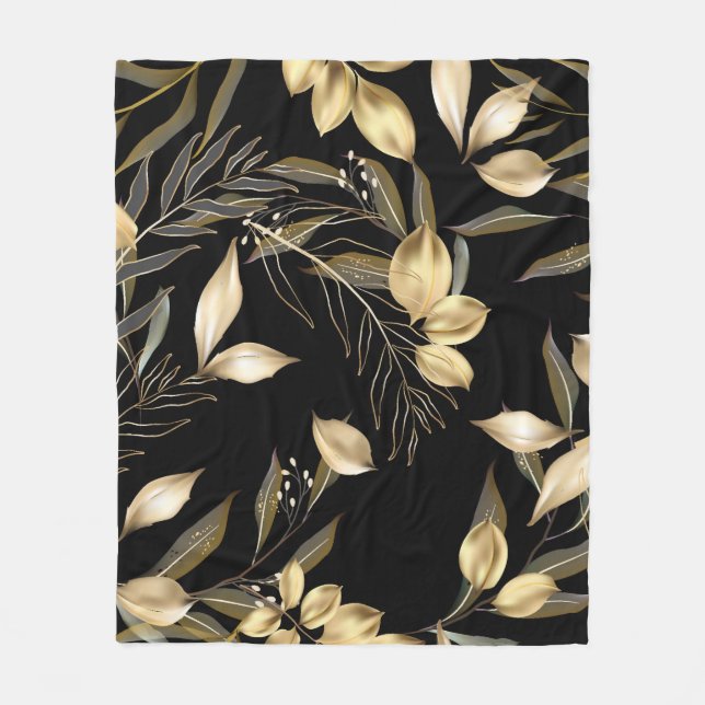Couverture Polaire Feuilles Abstraits de ginkgo. Parties scintillant  (Devant)