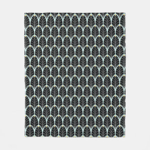 Couverture Polaire feuilles Art déco noir et or Vintage des années 19