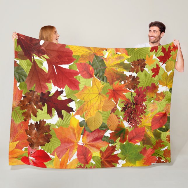 Couverture Polaire Feuilles automnales d'automne (En situation)