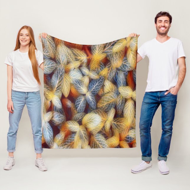 Couverture Polaire Feuilles automnales rustiques (En situation)