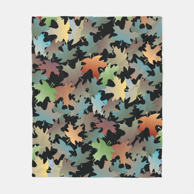 Couverture Polaire Feuilles d'automne Blanche en polaire (Devant)