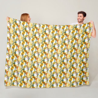 Couverture Polaire Feuilles d'automne Citrouille et Tournesol Confort