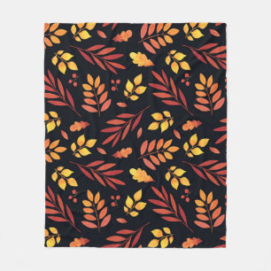 Couverture Polaire Feuilles d'automne colorées Motif d'aquarelle